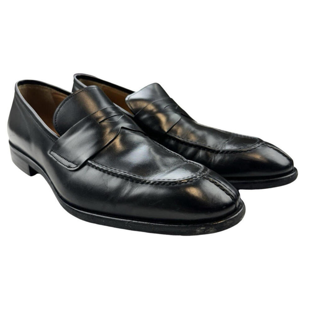 Luca Del Forte Leather Penny Loafers Black Size EU 43 | US 10
